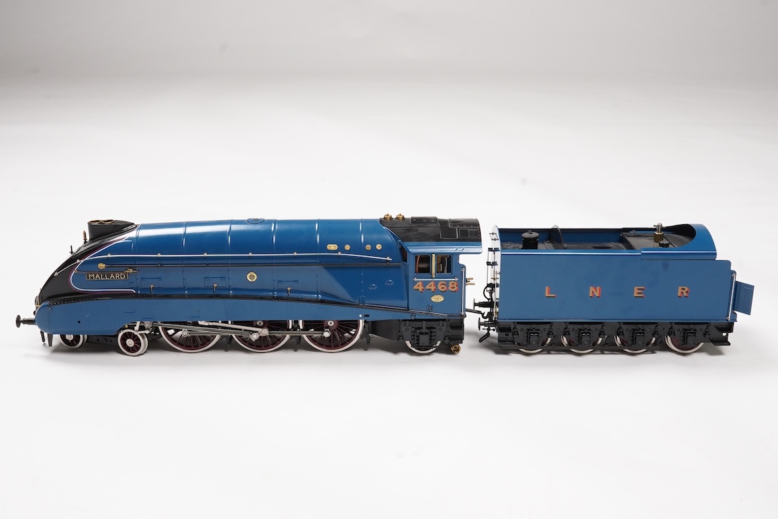 A Gauge One Aster Hobbies live steam LNER Class A4, 4-6-2 tender locomotive, Mallard 4468, the factory ‘Built Up’ version, spirit fired working three cylinder motion, with assembly instructions, operating instructions, a